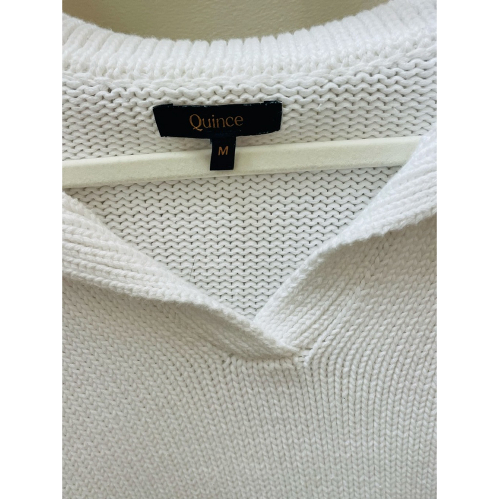 Quince 100% Organic Cropped Cotton Sweater Ivory Size M - Picture 4 of 5